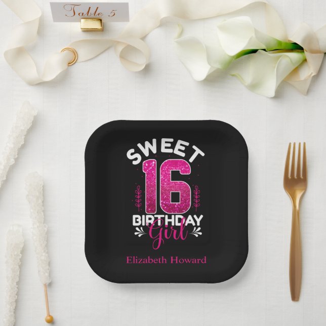 Sweet 16 Personalisiert Pappteller (Hochzeit)