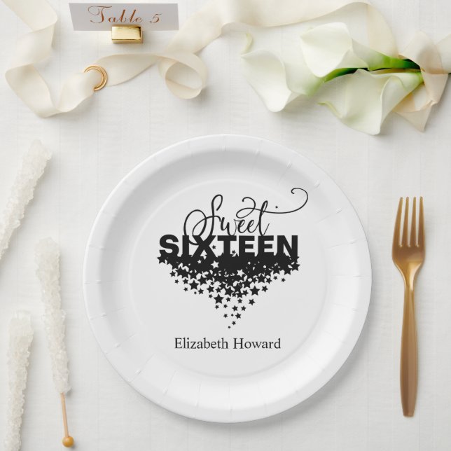 Sweet 16 Personalisiert Pappteller (Hochzeit)