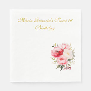 Sweet 16 Personalisiertes Blumengeschirr Serviette