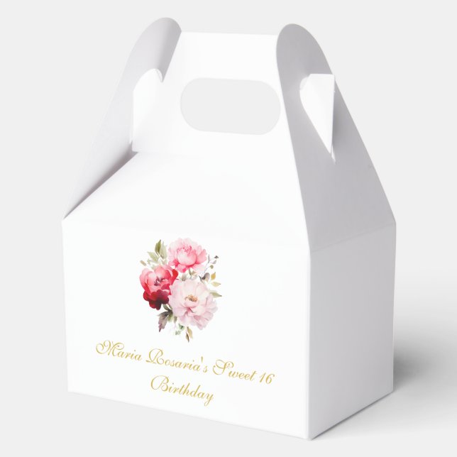 Sweet 16 Personalized Floral Party Favors Geschenkschachtel (Vorderseite)