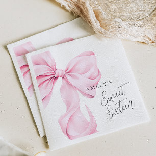 Sweet 16 Pink Bow Paper Napkin Serviette