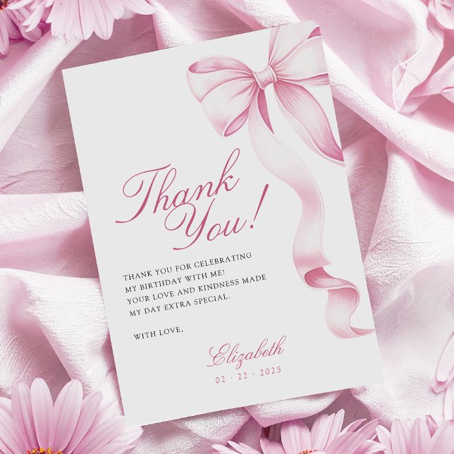 Sweet 16 Pink Bow Thank You Card Dankeskarte (Von Creator hochgeladen)