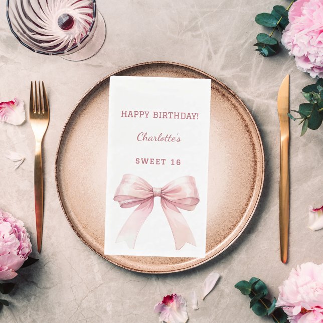 Sweet 16 pink bow white serviette (Von Creator hochgeladen)