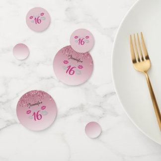 Sweet 16 Pink Geburtstag Personalisiert Konfetti
