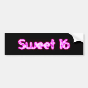 Sweet 16 Pink Glitzer Lights Black Autoaufkleber