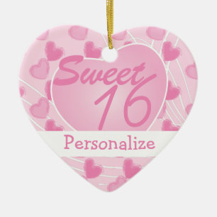 Sweet 16 Pink Heart Keramik Ornament