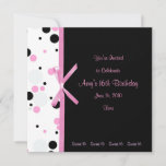 Sweet 16 Pink und Black Polka Dot Einladung<br><div class="desc">Anpassen</div>