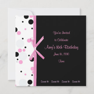 Sweet 16 Pink und Black Polka Dot Einladung