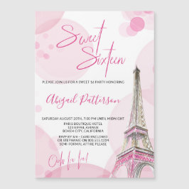 Sweet 16 Pink White Paris themed Birthday Party Magneteinladung