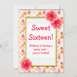 Sweet 16 Pink & Yellow Geburtstagsparty Einladung