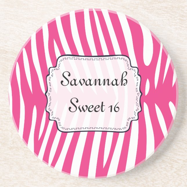 Sweet 16 Pink Zebra Change Background Color Getränkeuntersetzer (Vorne)