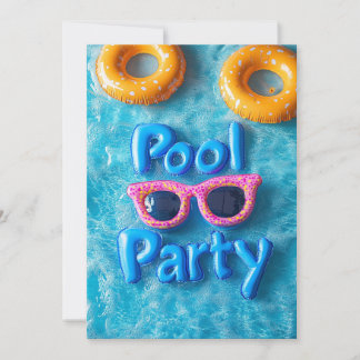 Sweet 16 Pool Party Rosa Sonnenbrille Gelbe Röhren Einladung
