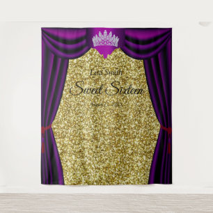 Sweet 16 Princess Crown Lila Glitte Wandteppich