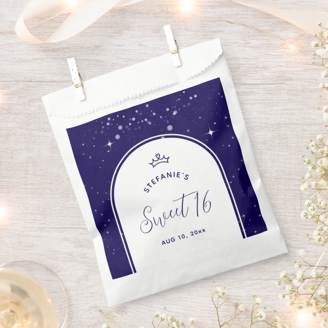 Sweet 16 Princess Tiara Crown Navy Blue Birthday Geschenktütchen (Ausgeschnitten)