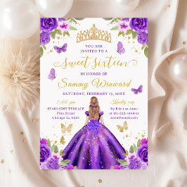 Sweet 16 Purple Princess Blonde Girl Einladung