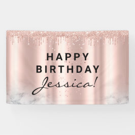 Sweet 16 Quinceañera Birthday Pink Elegant Sleek Banner