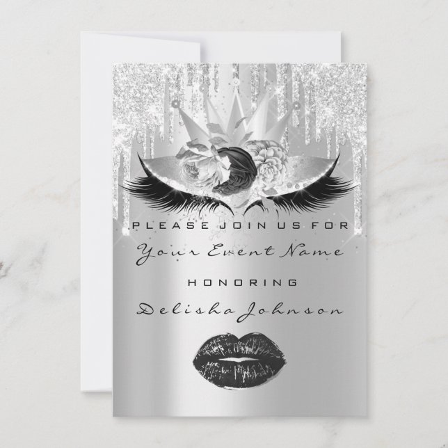 Sweet 16. Quinceanera Bridal Makeup Crown Rose Einladung (Vorderseite)