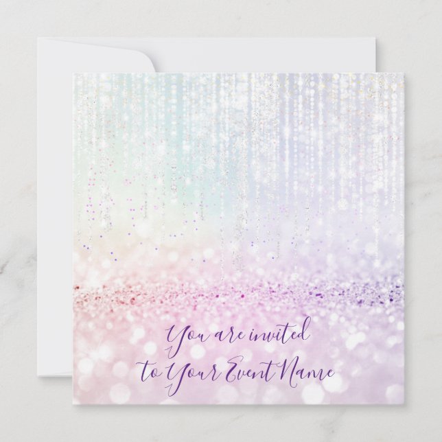 Sweet 16. Quinceanera Bridal Pastel Strings Einladung (Vorderseite)