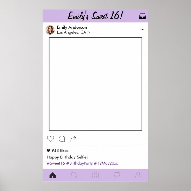 Sweet 16 Quinceanera Party Prop Foto Standrahmen Poster (Vorne)