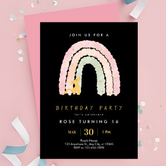 Sweet 16 Rainbow Pastel Geburtstagsparty Einladung