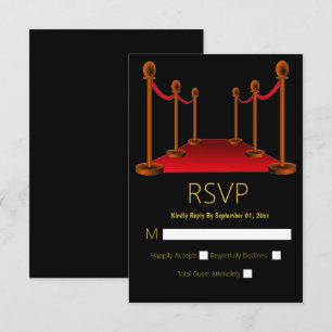 Sweet 16 Red Tepet Hollywood Elegant Geburtstag RSVP Karte