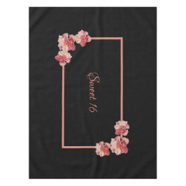 Sweet 16 rosa Blütenblüte auf schwarz Tischdecke