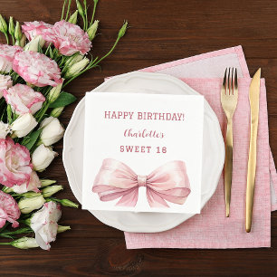 Sweet 16 rosa Bogen weiß Serviette
