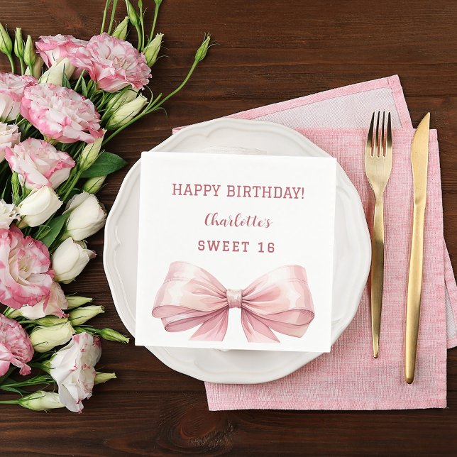 Sweet 16 rosa Bogen weiß Serviette (Von Creator hochgeladen)