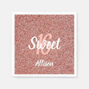 Sweet 16 Rosa Glitzer Personalisiert Serviette