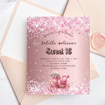 Sweet 16 rosa Kutsche Haushaltseinladung<br><div class="desc">Rosa Farbverlauf mit Imitaten,  Konfetti und einer romantischen Vintagen Kutsche. Personalisieren und fügen Sie ihren Namen,  Party Details. 1 Blatt = 1 Einladung mit Druckkante bis Kante.</div>