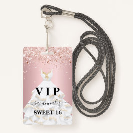 Sweet 16 Rosa Rosa Glitzer Staub Name vip Ausweis