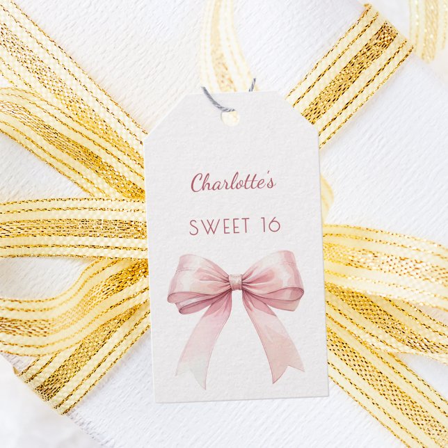 Sweet 16 rosa Schleife DIY Geschenkanhänger (Von Creator hochgeladen)