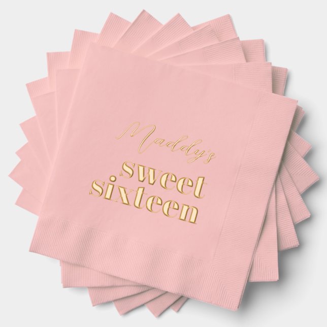 Sweet 16 Rosa und Gold Foil Stamps Servietten Mit Folie (Insitu (Gestapelt))
