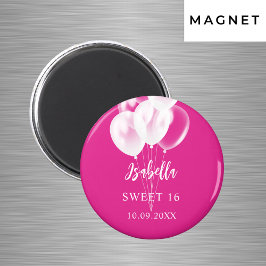 Sweet 16 rosa, weiße Ballons Party Magnet