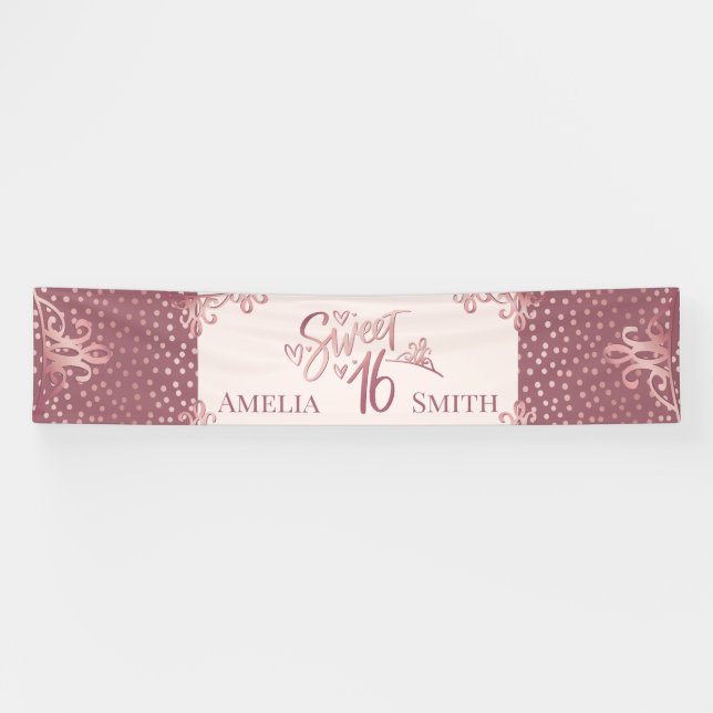 Sweet 16 Rose Gold Banner (Horizontal)