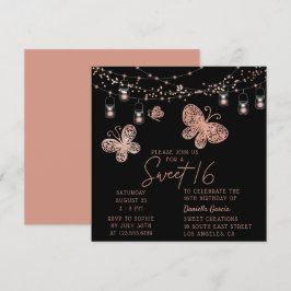 Sweet 16 Rose Gold Butterfly Chic Modern Geburtsta Einladung