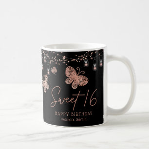 Sweet 16 Rose Gold Butterfly Chic Modern Geburtsta Kaffeetasse