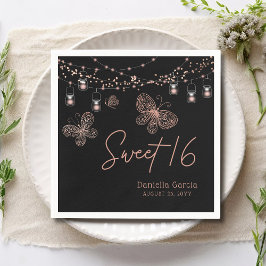 Sweet 16 Rose Gold Butterfly Chic Modern Geburtsta Serviette