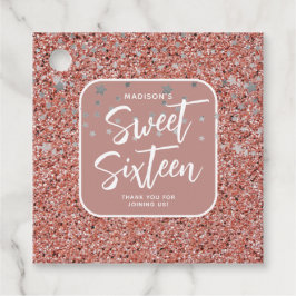 Sweet 16 Rose Gold Glitzer Danke Custom Geschenkanhänger
