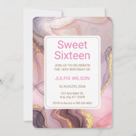 Sweet 16 Rose Gold Glitzer Girls Geburtstagsparty Einladung