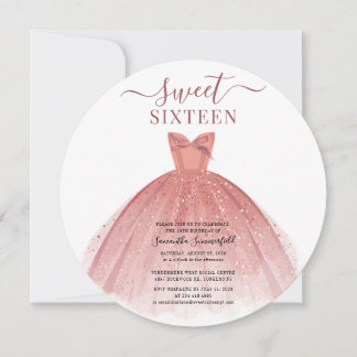 Sweet 16 Rose Gold Glitzer Rosa 16. Geburtstag Einladung