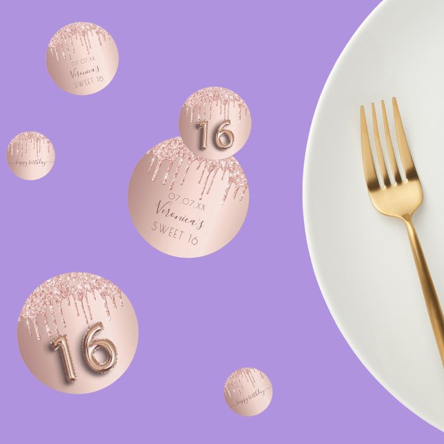 Sweet 16 Rose Gold Glitzer rosa Konfetti (Von Creator hochgeladen)