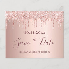 Sweet 16 Rose Gold Glitzer Save the Date Flyer