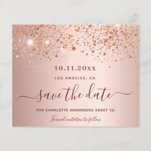 Sweet 16 Rose Gold Glitzer Save the Date Flyer