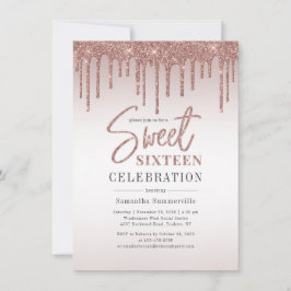 Sweet 16 Rose Gold Glitzer Script Geburtstagsparty Einladung