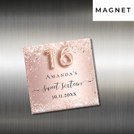 Sweet 16 Rose Gold Glitzer Staubname Magnet