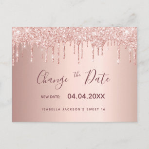 Sweet 16 Rose Gold Glitzer Tropfen ändern das Datu Postkarte