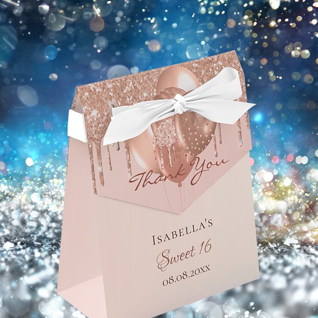 Sweet 16 Rose Gold Glitzer Tropfen Ballons vielen  Geschenkschachtel (Von Creator hochgeladen)