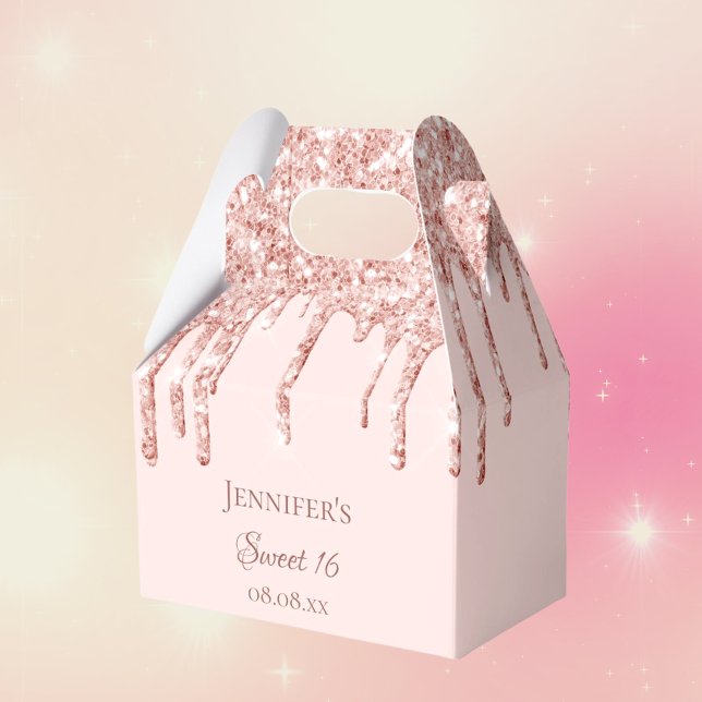Sweet 16 Rose Gold Glitzer Tropfen Name Party Geschenkschachtel (Von Creator hochgeladen)