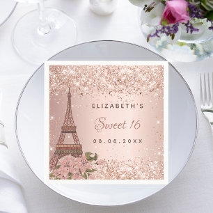 Sweet 16 Rose gold Paris Eiffelturm Serviette